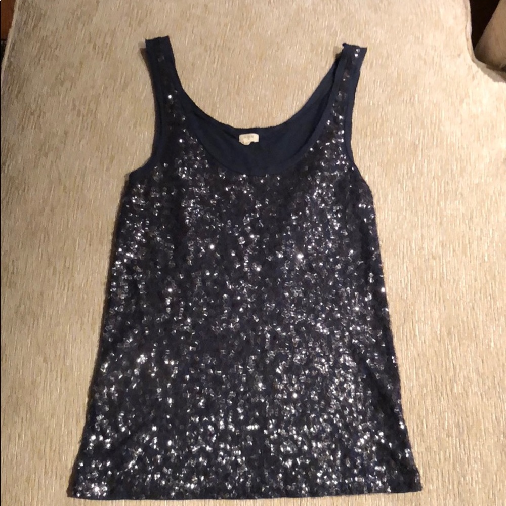 J. Crew Blue Sequin Tank Top XS